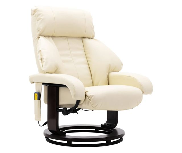 Naslonjač za masažu s nagibom za TV bijela krem eko koža