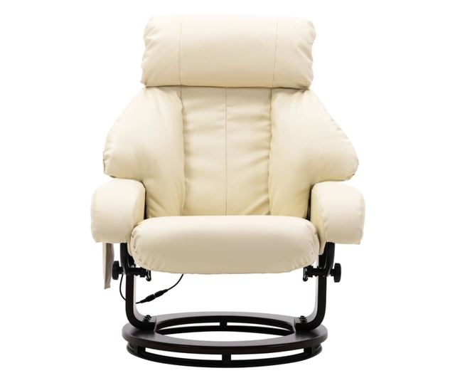 Naslonjač za masažu s nagibom za TV bijela krem eko koža