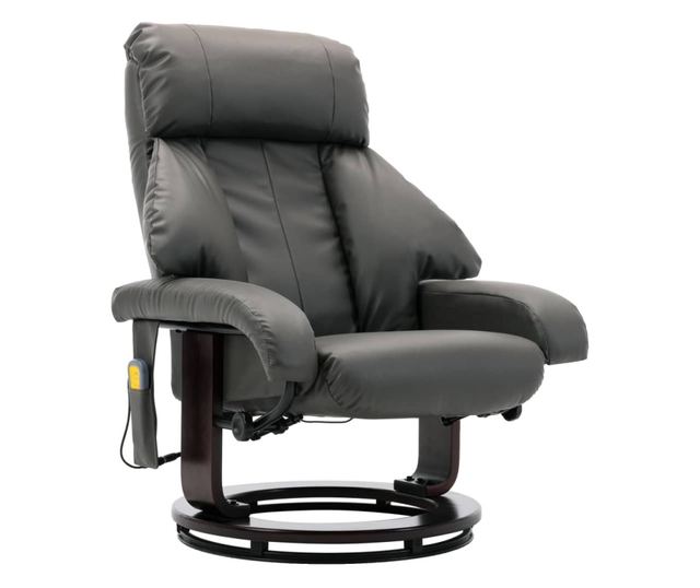 Naslonjač za masažu s nagibom za TV, sivi, eko koža