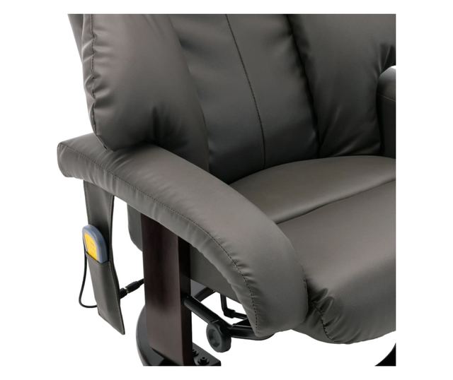 Naslonjač za masažu s nagibom za TV, sivi, eko koža
