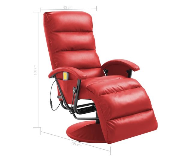 Naslonjač za masažu s nagibom za TV, crveni, umjetna koža