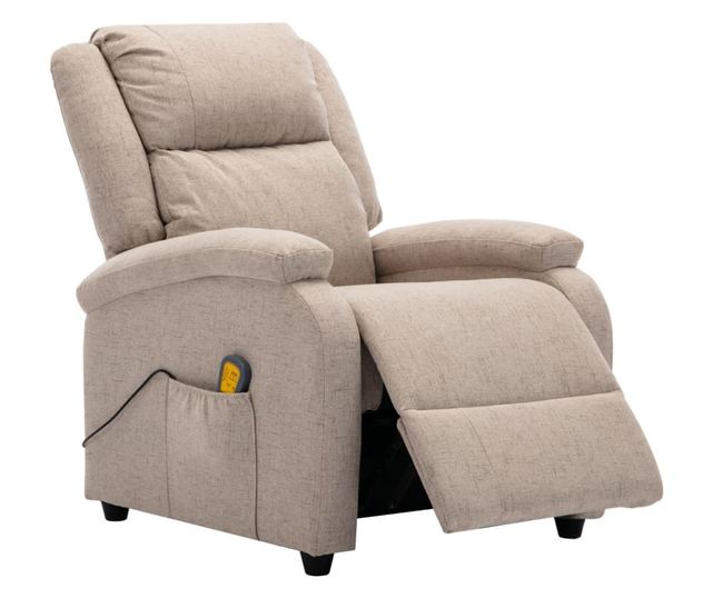 Naslonjač za masažu, krem, tekstilni materijal