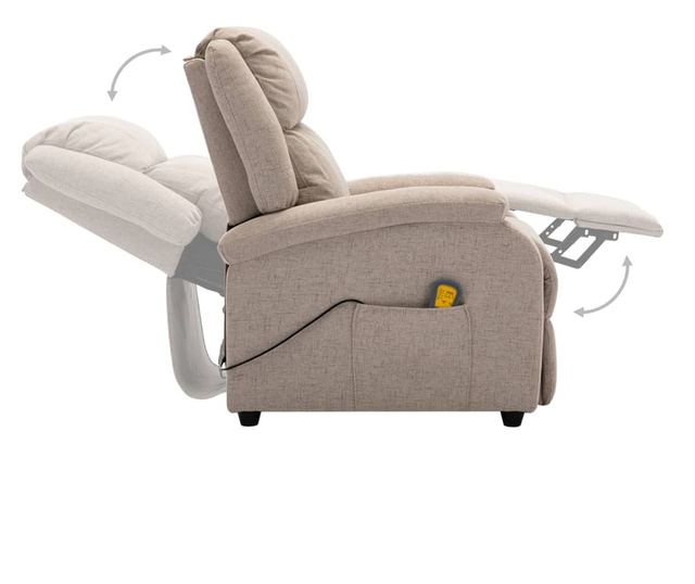 Naslonjač za masažu, krem, tekstilni materijal