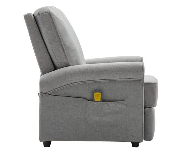 Naslonjač za masažu s nagibom, svijetlosiva, tekstilni materijal