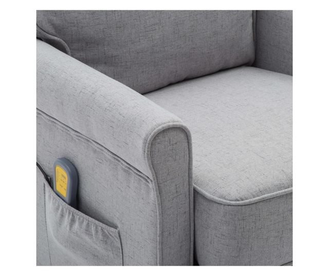 Naslonjač za masažu s nagibom, svijetlosiva, tekstilni materijal