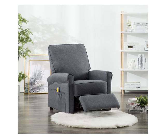 Naslonjač za masažu na razvlačenje, tamno siva, tekstilni materijal