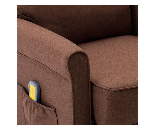 Naslonjač za masažu na razvlačenje, smeđi, tekstilni materijal