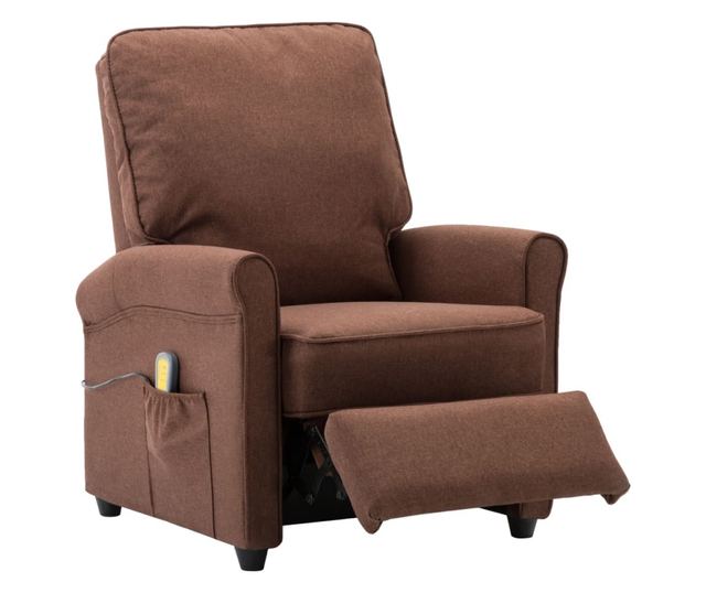 Naslonjač za masažu na razvlačenje, smeđi, tekstilni materijal