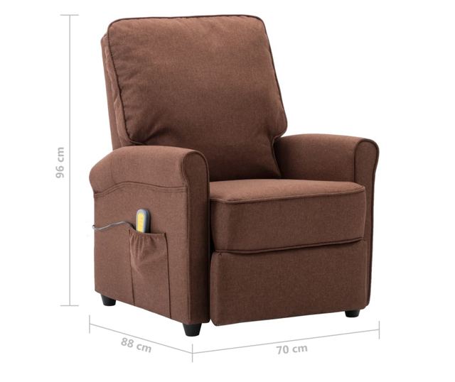 Naslonjač za masažu na razvlačenje, smeđi, tekstilni materijal