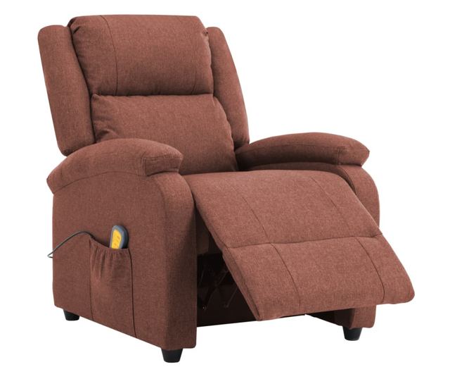 Naslonjač za masažu na razvlačenje, smeđi, tekstilni materijal