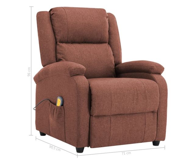 Naslonjač za masažu na razvlačenje, smeđi, tekstilni materijal