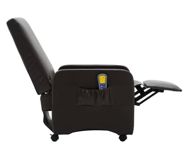 Naslonjač za masažu s nagibom, smeđi, eko koža