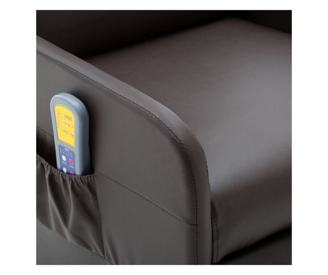 Naslonjač za masažu s nagibom, smeđi, eko koža