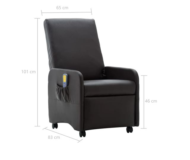 Naslonjač za masažu s nagibom, smeđi, eko koža