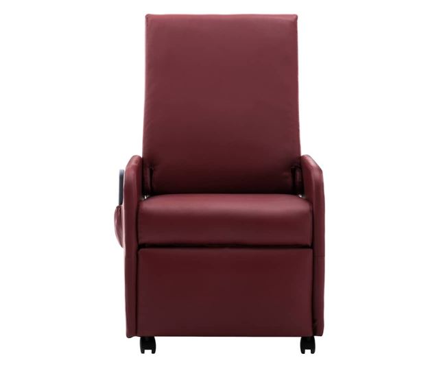 Naslonjač za masažu s nagibom, vinsko crvena, umjetna koža