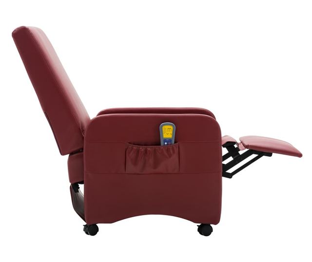 Naslonjač za masažu s nagibom, vinsko crvena, umjetna koža
