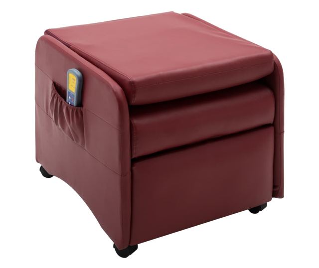 Naslonjač za masažu s nagibom, vinsko crvena, umjetna koža