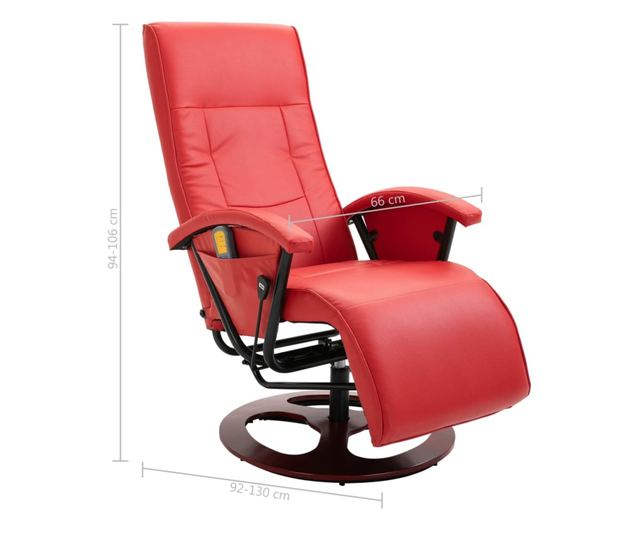 Masažna fotelja, crvena, eko koža