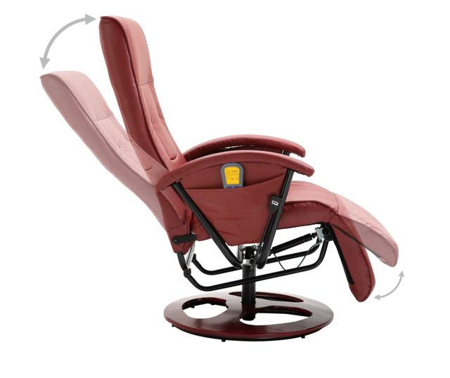 Masažna fotelja, vinsko crvena, eko koža