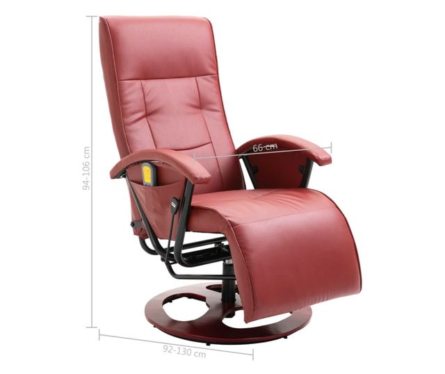 Masažna fotelja, vinsko crvena, eko koža