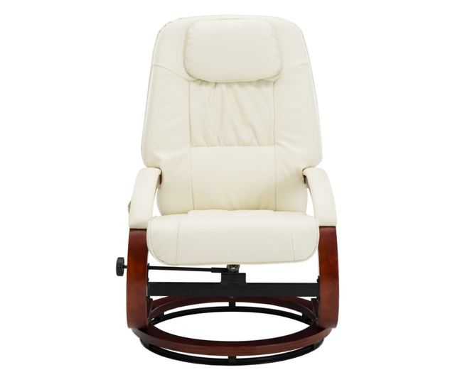 Masažna fotelja s taburetom, bijela krem, umjetna koža