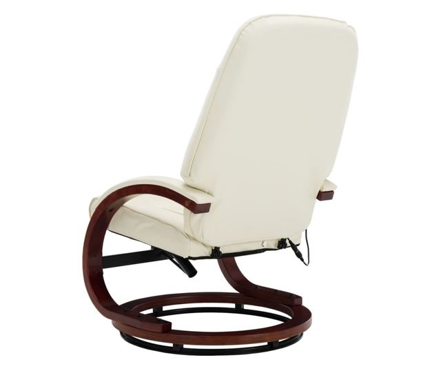 Masažna fotelja s taburetom, bijela krem, umjetna koža