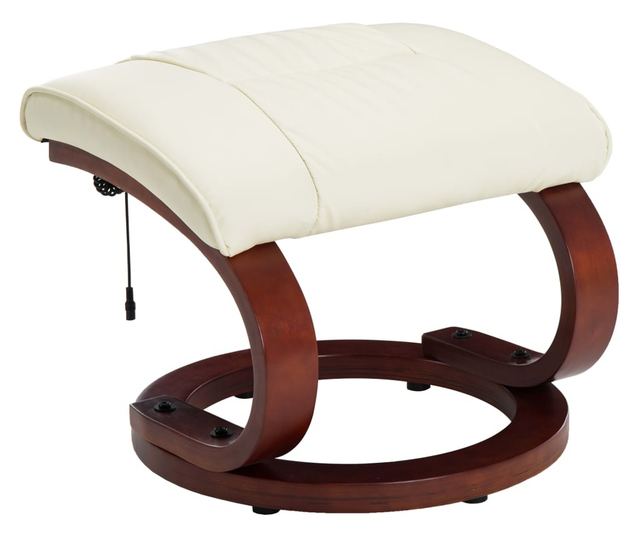Masažna fotelja s taburetom, bijela krem, umjetna koža