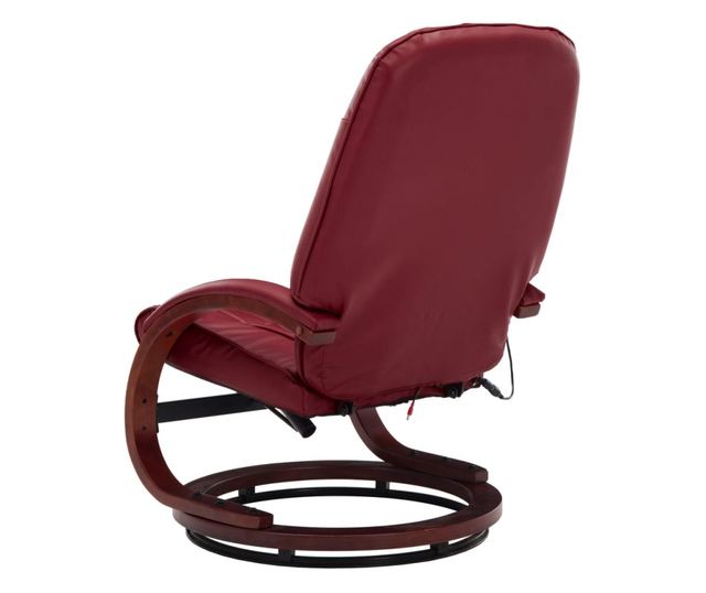 Naslonjač za masažu s tabureom, vinsko crvena, umjetna koža