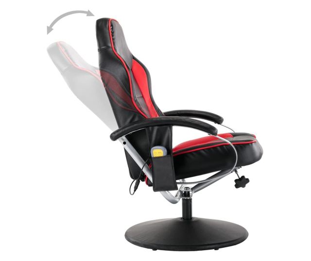 Naslonjač za masažu s naslonom, tabure, crno i crveno, umjetna koža