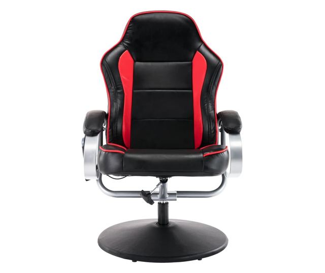 Naslonjač za masažu s naslonom, tabure, crno i crveno, umjetna koža