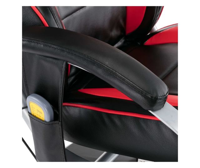 Naslonjač za masažu s naslonom, tabure, crno i crveno, umjetna koža