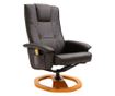 Masažna fotelja s taburetom, smeđa, eko koža