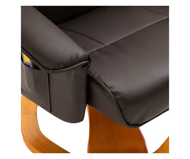 Masažna fotelja s taburetom, smeđa, eko koža