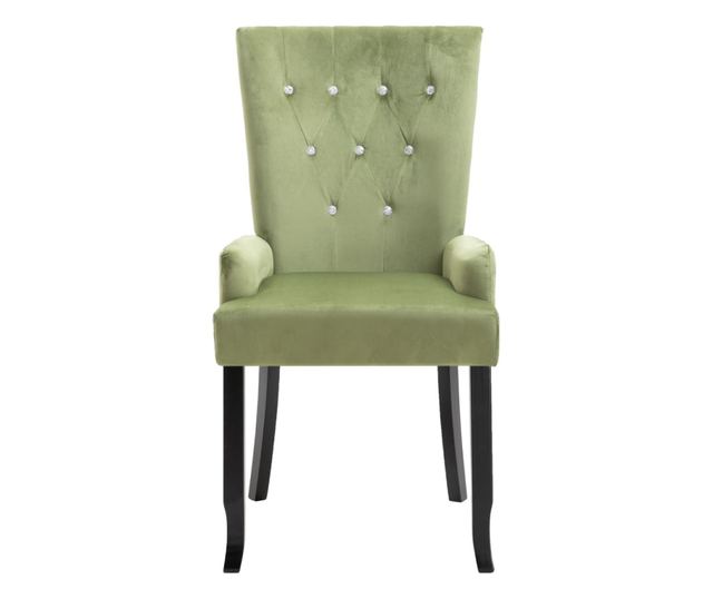 Kuhinjska stolica s naslonima za ruke, svijetlozelena, baršun