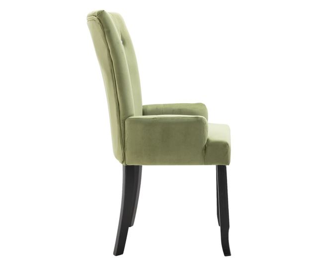 Kuhinjska stolica s naslonima za ruke, svijetlozelena, baršun