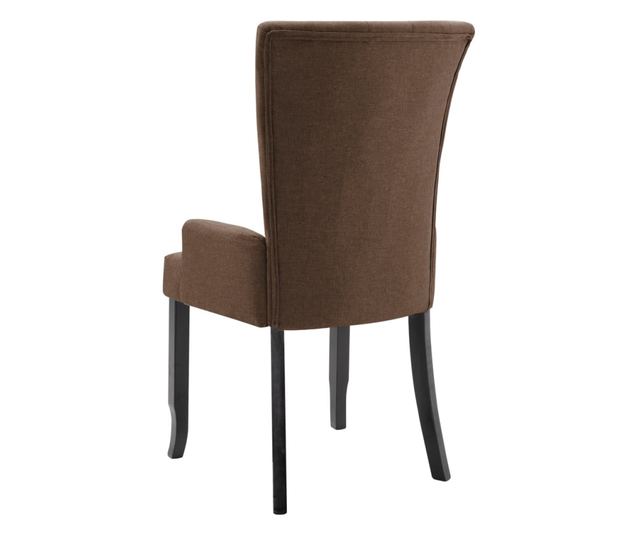 Kuhinjska stolica s naslonima za ruke, smeđa, tekstilni materijal