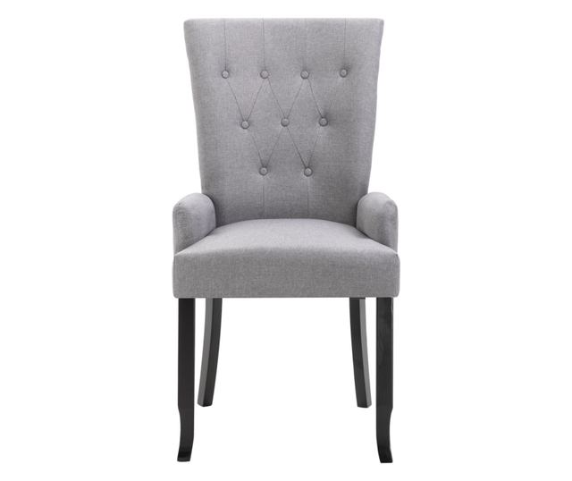 Kuhinjska stolica s naslonima za ruke, svijetlosiva, tekstilni materijal