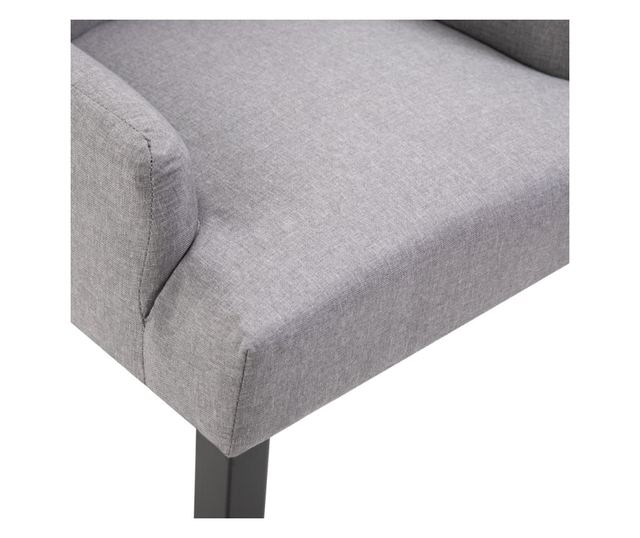 Kuhinjska stolica s naslonima za ruke, svijetlosiva, tekstilni materijal