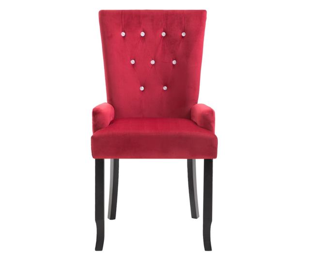 Kuhinjska stolica s naslonima za ruke, crvena, baršun