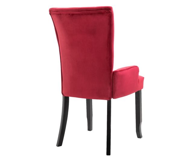 Kuhinjska stolica s naslonima za ruke, crvena, baršun