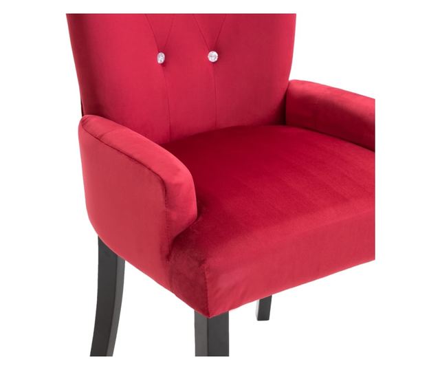 Kuhinjska stolica s naslonima za ruke, crvena, baršun