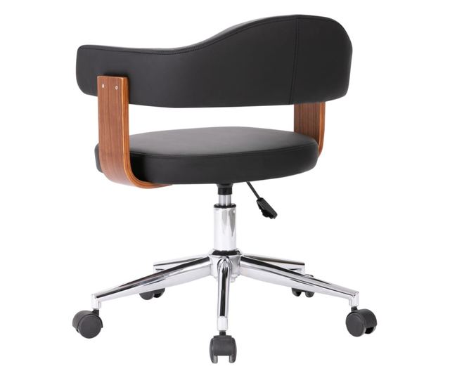 Vrtljivi stoli, 2 kosa, črna, upognjen les in umetno usnje