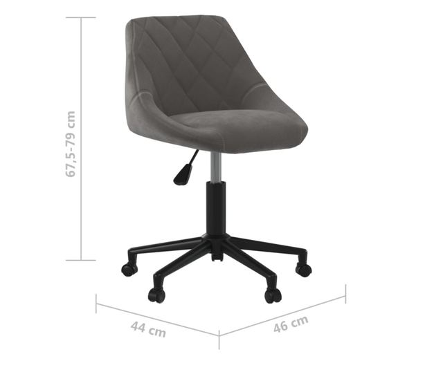 Vrtljiv jedilni stol, temno siv, žamet