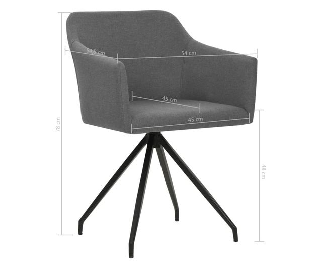 Zakretne kuhinjske stolice, 2 kom., svijetlosiva, tekstil