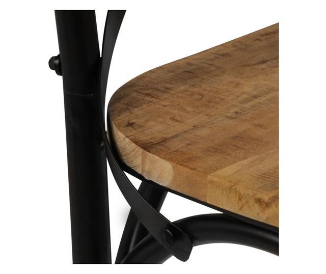 Stolice, križni naslon, 2 kom., crna, masivno drvo manga