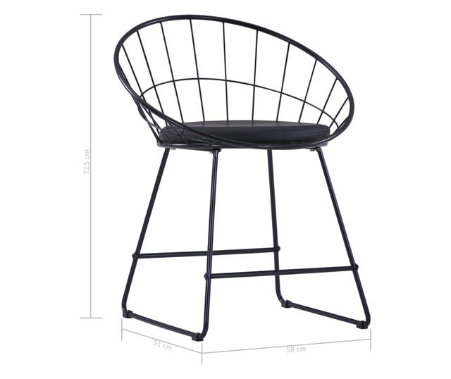 Kuhinjske stolice, sjedalo od ekološke kože, 4 kom, crne, čelik