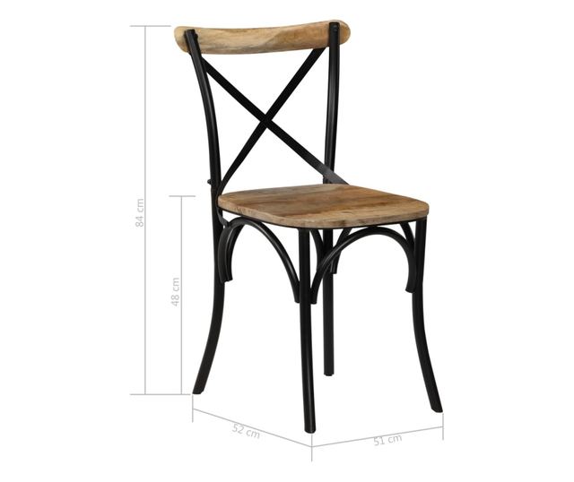 Stolice, križni naslon, 2 kom., crna, masivno drvo manga