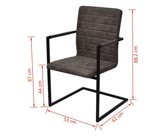 Kuhinjska konzolna stolica, 4 kom., smeđa, ekološka koža