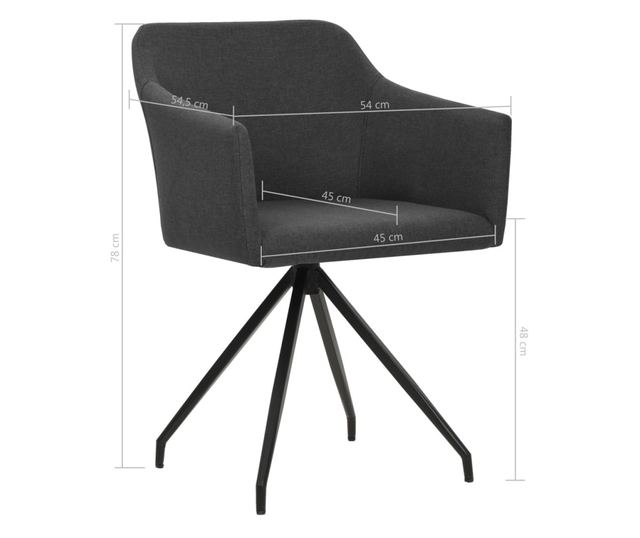 Zakretne kuhinjske stolice, 2 kom., tamno siva, tekstil