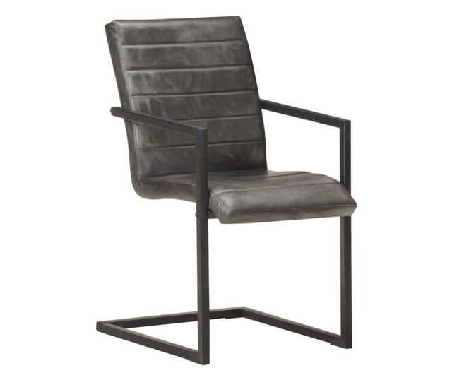 Konzolne kuhinjske stolice, 6 kom., siva, prirodna koža